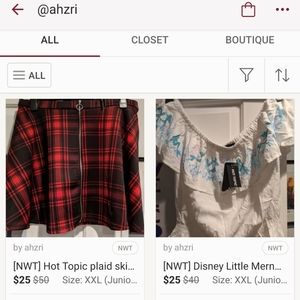 [SALE] [NWT] Ariel crop top + plaid skirt bundle